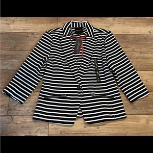 NEW Christian Siriano Womens Blazer Jacket Sz Medium Striped Black/White